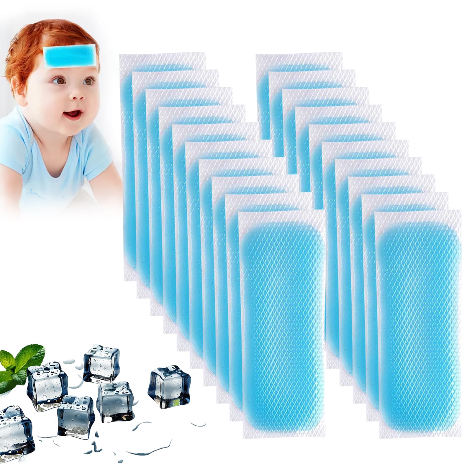 Parches De Gel De Enfriamiento, 20 Piezas Parches De Gel Refrescante, Parche Refrescante, Parche De Alivio De De Refrigeración, Productos Refrescantes Para El Escalofrío De La Fiebre Y Otros Síntomas