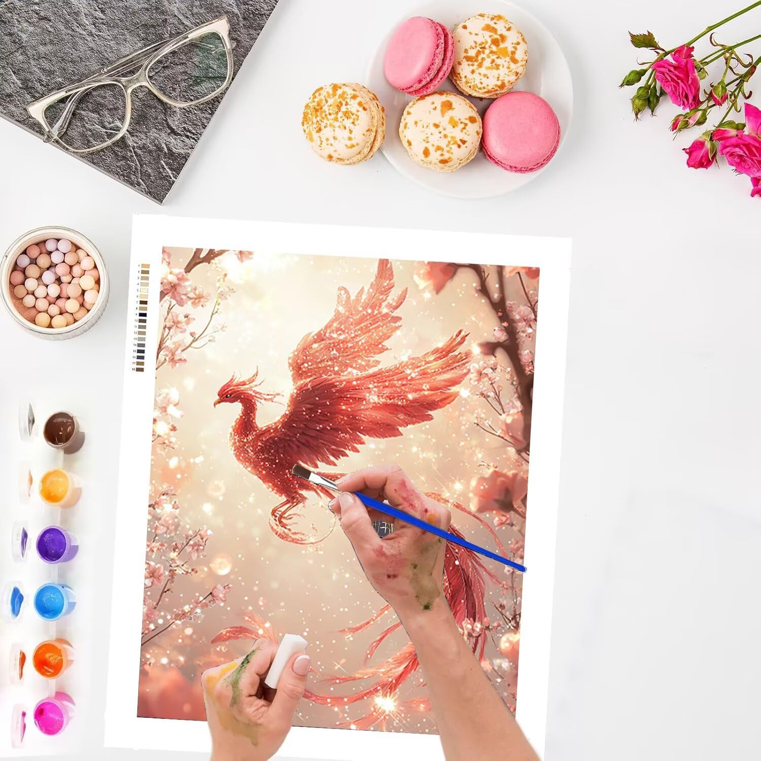 WEISHIWE Dipingere con i Numeri Adulti Fenice animale, 60x80cm s-173 | Paint by Numbers Kit con Pennelli e Acrilico Pigmento, Fai da te Olio La Pittura di Numeri Kit, Decora la Casa, senza Cornice