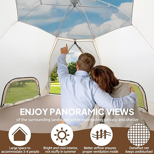 Miniatura 5 de Chihee Tiendas de campaña emergentes de pie, tienda de campaña familiar con toldo, porche, refugio al aire libre para 3 personas con sala de
