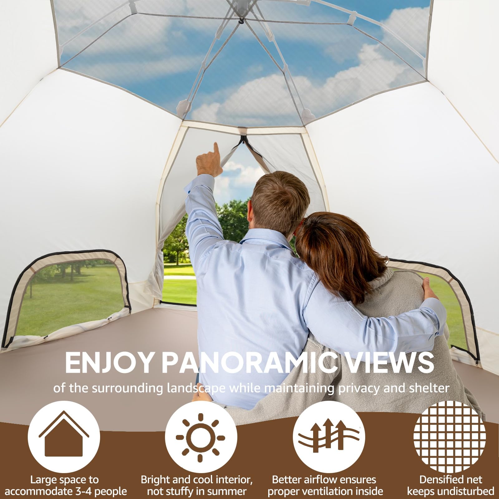 Chihee Namiot kempingowy typu pop-up stand-up, rodzinny namiot kabinowy z markizą, werandą, 3-osobowy, namiot outdoorowy z pomieszczeniem ekranowym, duża pojemność, wodoszczelny i wiatroszczelny