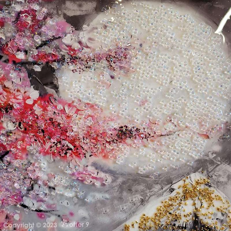 輸入雑貨　クリスタルアート　『月下の富士山と桜』　水晶石　フレーム付き 輸入雑貨クリスタルアート『月下の富士山と桜』水晶石フレーム付き