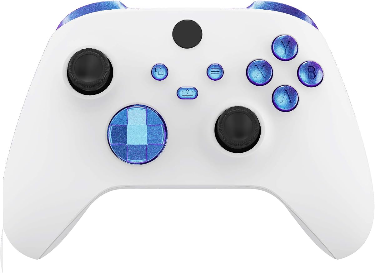 Botones de repuesto para controlador inalámbrico Xbox Core, camaleón púrpura azul parachoques Trigers Dpad ABXY Start Back Sync Share Keys Accesorios Piezas para controlador Xbox Series X y S