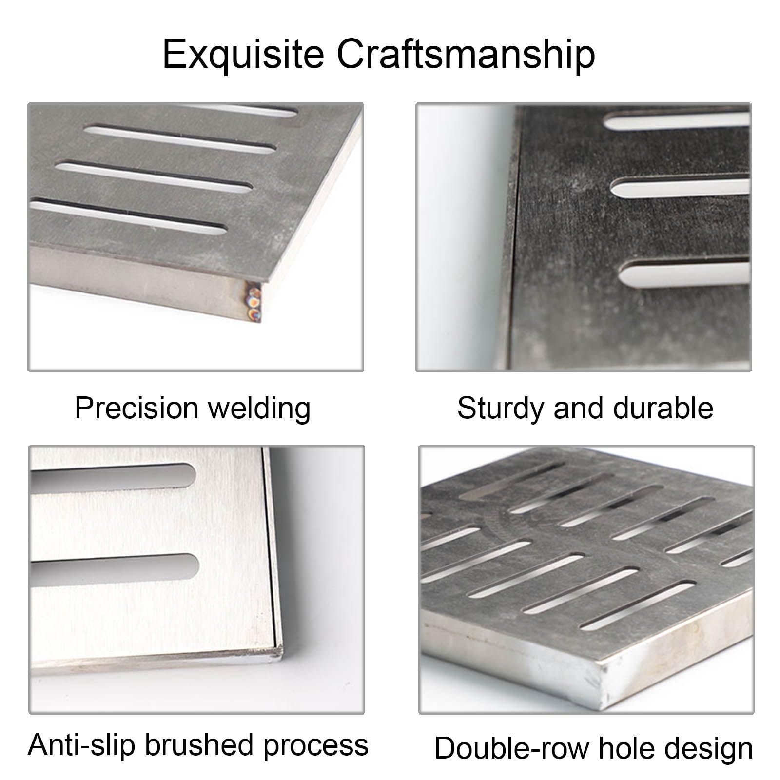 Tapa de Rejilla de desagüe Exterior Grande - Sistema de Drenaje de Zanja y sumideros de Acero Inoxidable, 20x20x3cm, Resistente, a Prueba de óxido, Ideal para el Drenaje de Jardines y Patios