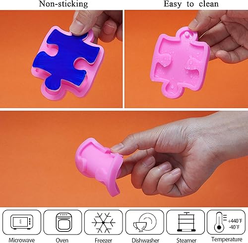 Miniatura 3 de 4 piezas de rompecabezas de corazón llavero molde de silicona para el día de San Valentín, llavero de corazón, molde de resina, rompecabezas hecho a