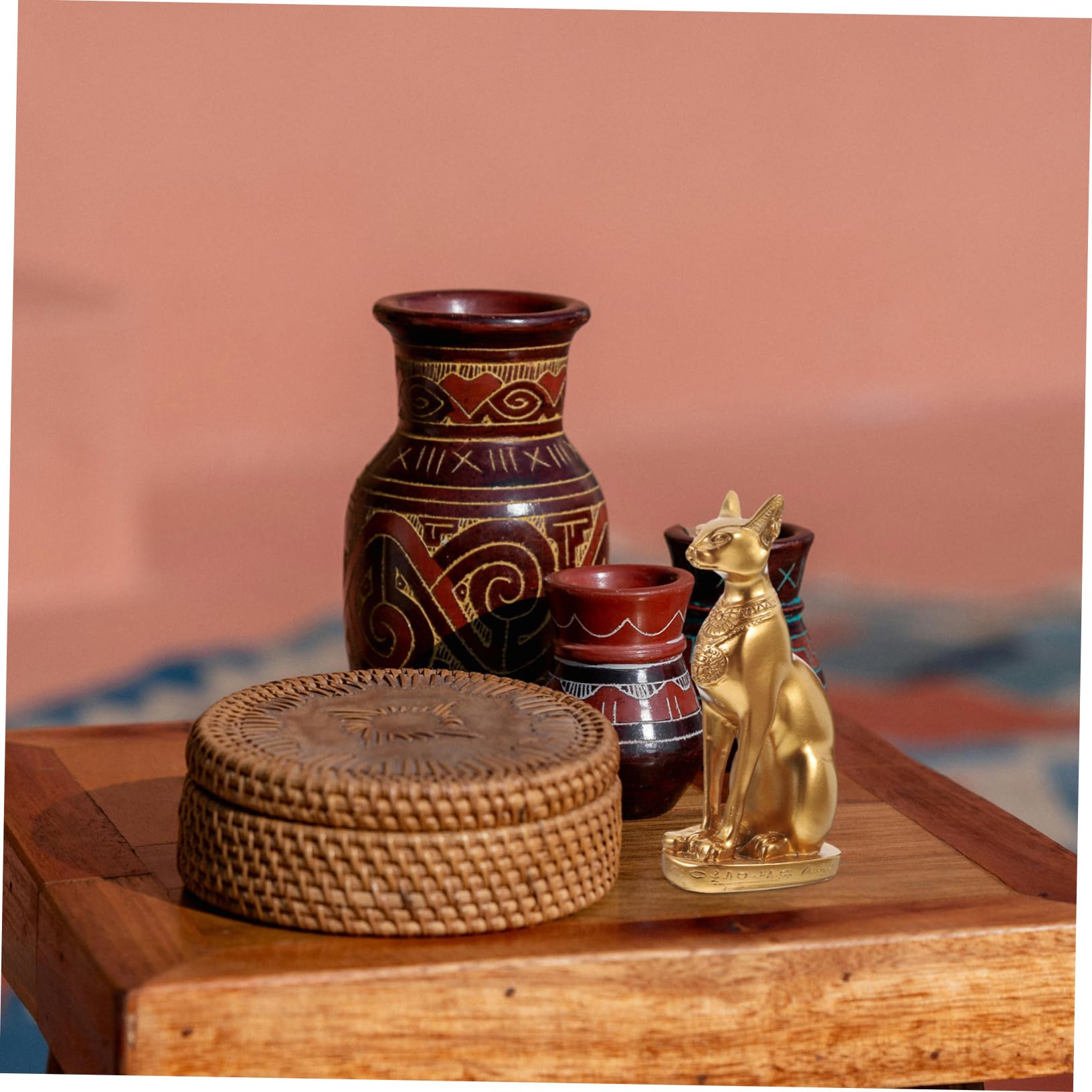 Veemoon Figura Decorativa de Gato Disfraz Egipcia en Resina Dorada, Artesanía Creativa para Decoración Elegante de Dormitorio y Sala de Estar