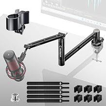 CACENCAN M05 Microphone Stand Arm Microphone Arm Boom Arm Stand From Under Monitor with Mic Clip & 3/8"-5/8" Adapter Angle Adjustable Extendable Foldable For Condenser Microphones Dynamic Microphones