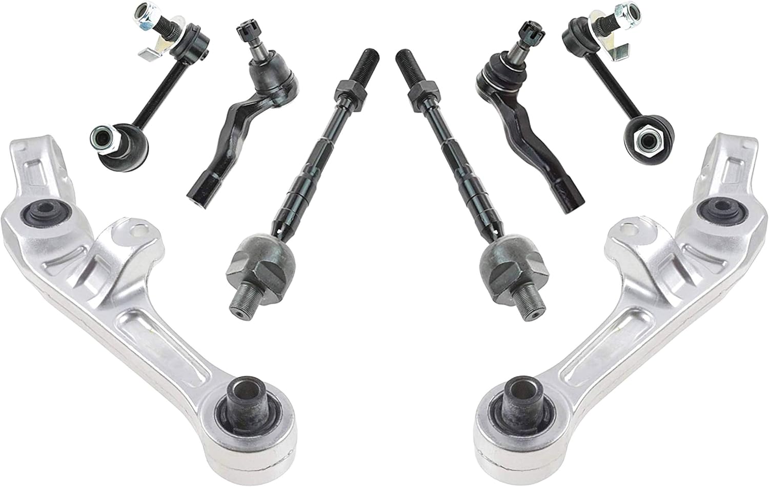 PartsW - 8 Pc Suspension Kit Inner & Outer Tie Rod Ends Front Sway Bar Links Lower Control Arms Forward Position Fits INFINITI G35/INFINITI G35/NISSAN 350Z 2003-2009 RWD Models Only