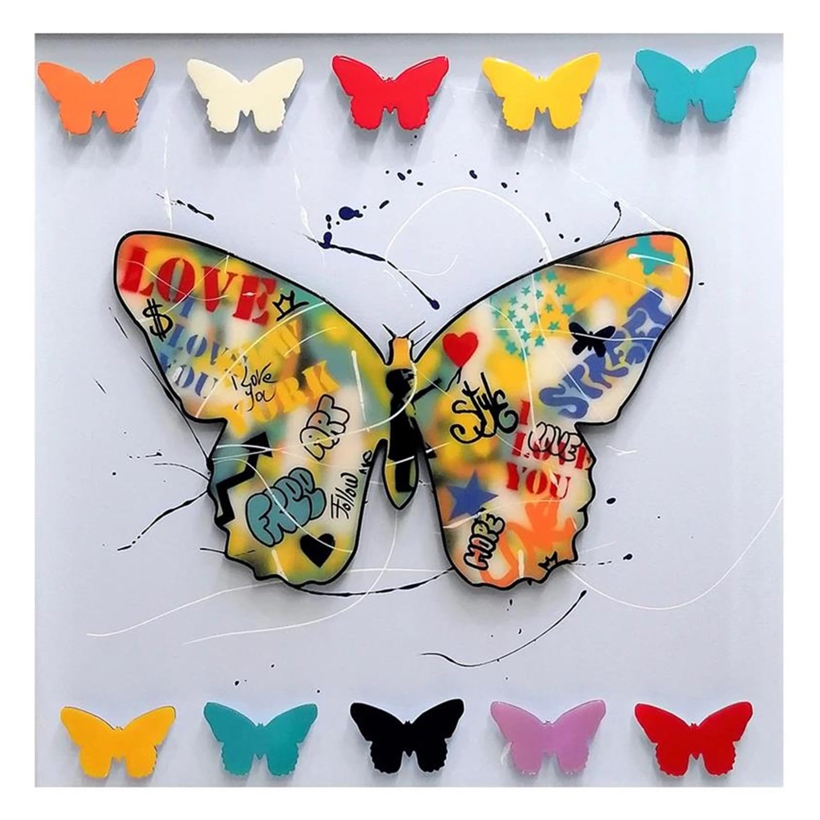 Toile papillon abstraite aux finitions artistiques pour décoration soignée