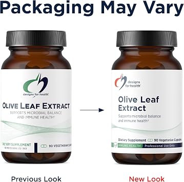 Designs for Health Olive Leaf Extract Capsules - 500mg Leaves Extract Supplement Standardized to 20% Oleuropein - Supports Microbial Balance + Immune Health, Non-GMO + Vegetarian (90 Capsules)