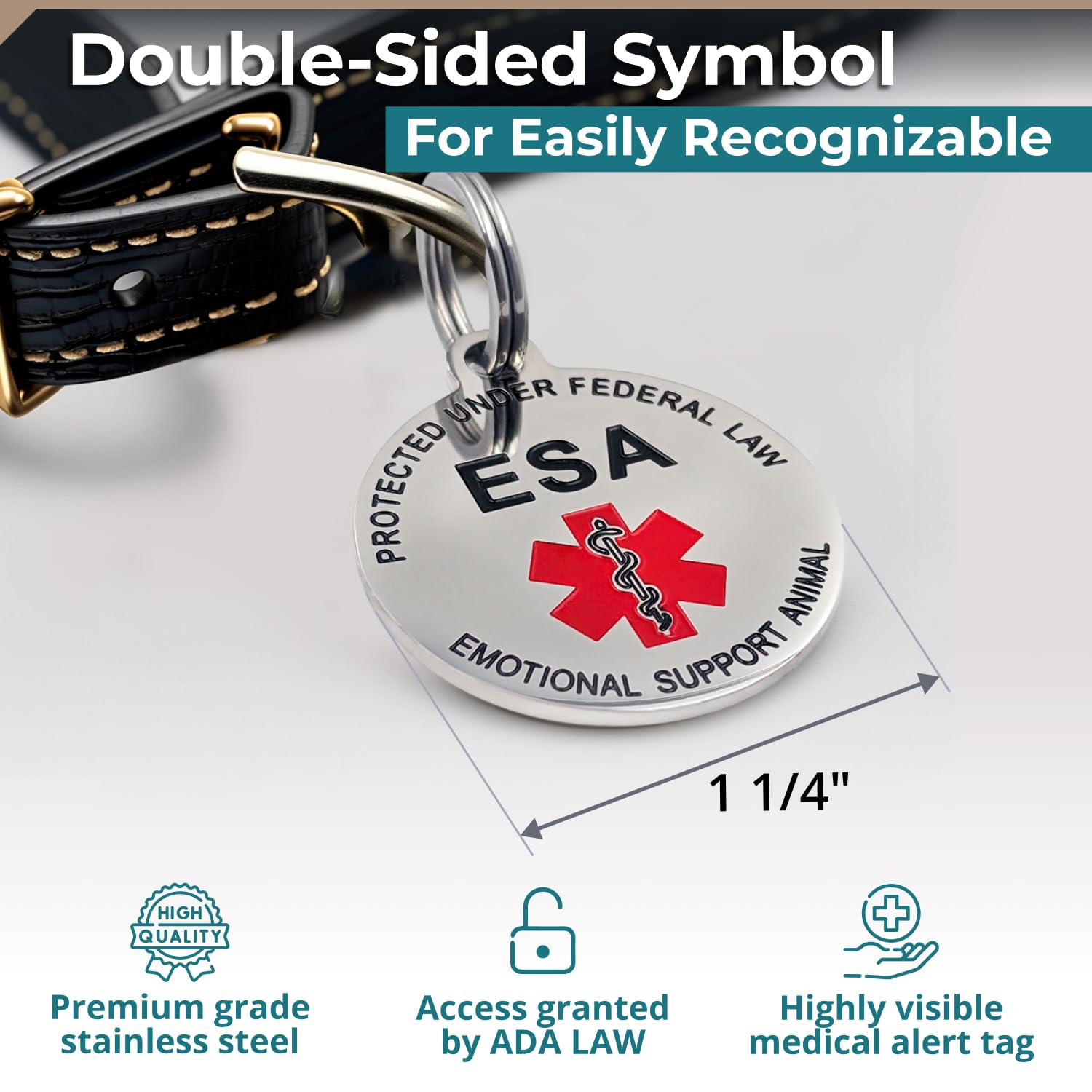 Support Dog Tag Metal Pet ID Tags for Emotional Support Dogs ESA and Therapy Dogs