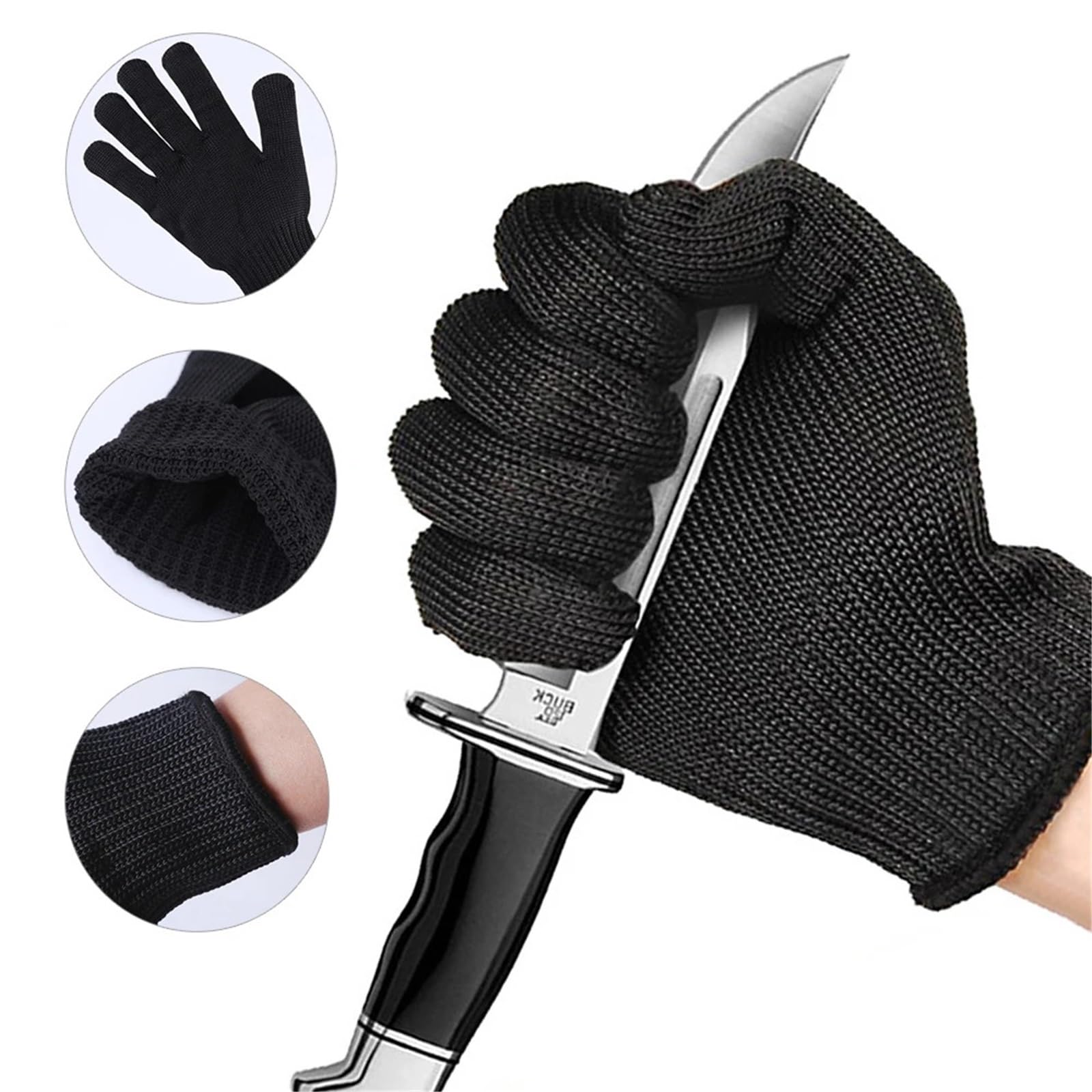 Gant Anti Coupure, S de travail noirs de protection, résistants aux coupures, en acier, niveau 5, HPPE (Epipebolisme de pointe), multi-usages, anti-rayures et anti-coupures.(20cm)