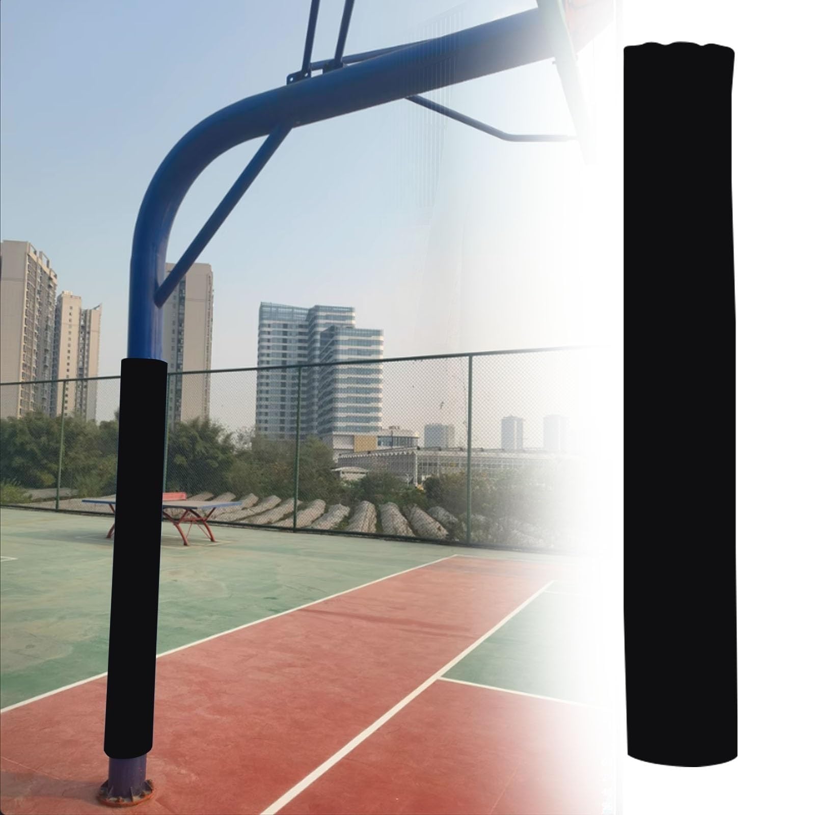 Protection pour poteau de basket face aux intempéries et aux chocs