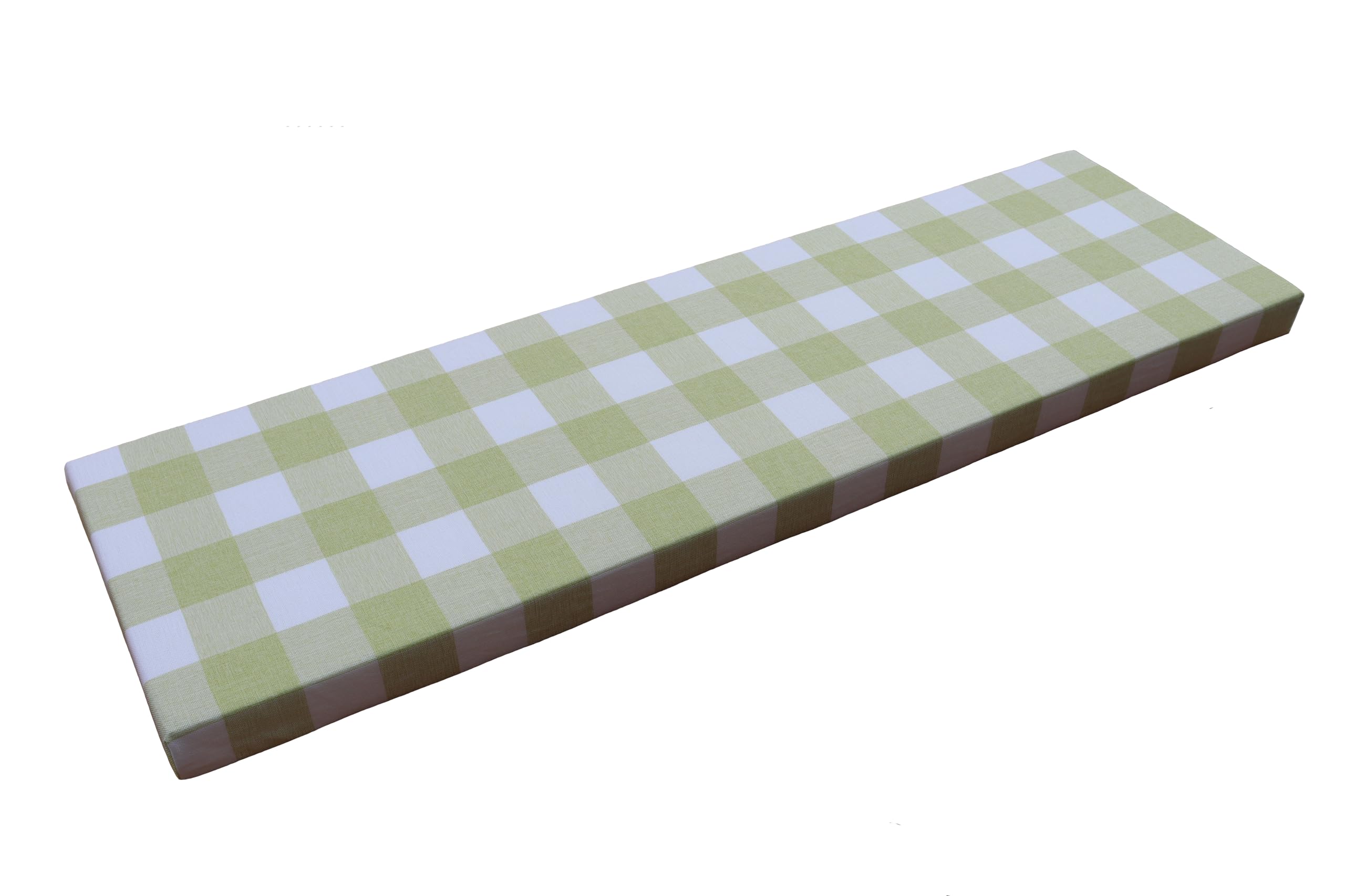 Ginsimar Custom Christmas Buffalo Check Plaid Bench cushion Rectangle Cushion Case Polyester for Farmhouse Home Décor (Light Green and White, Custom size) — image 1