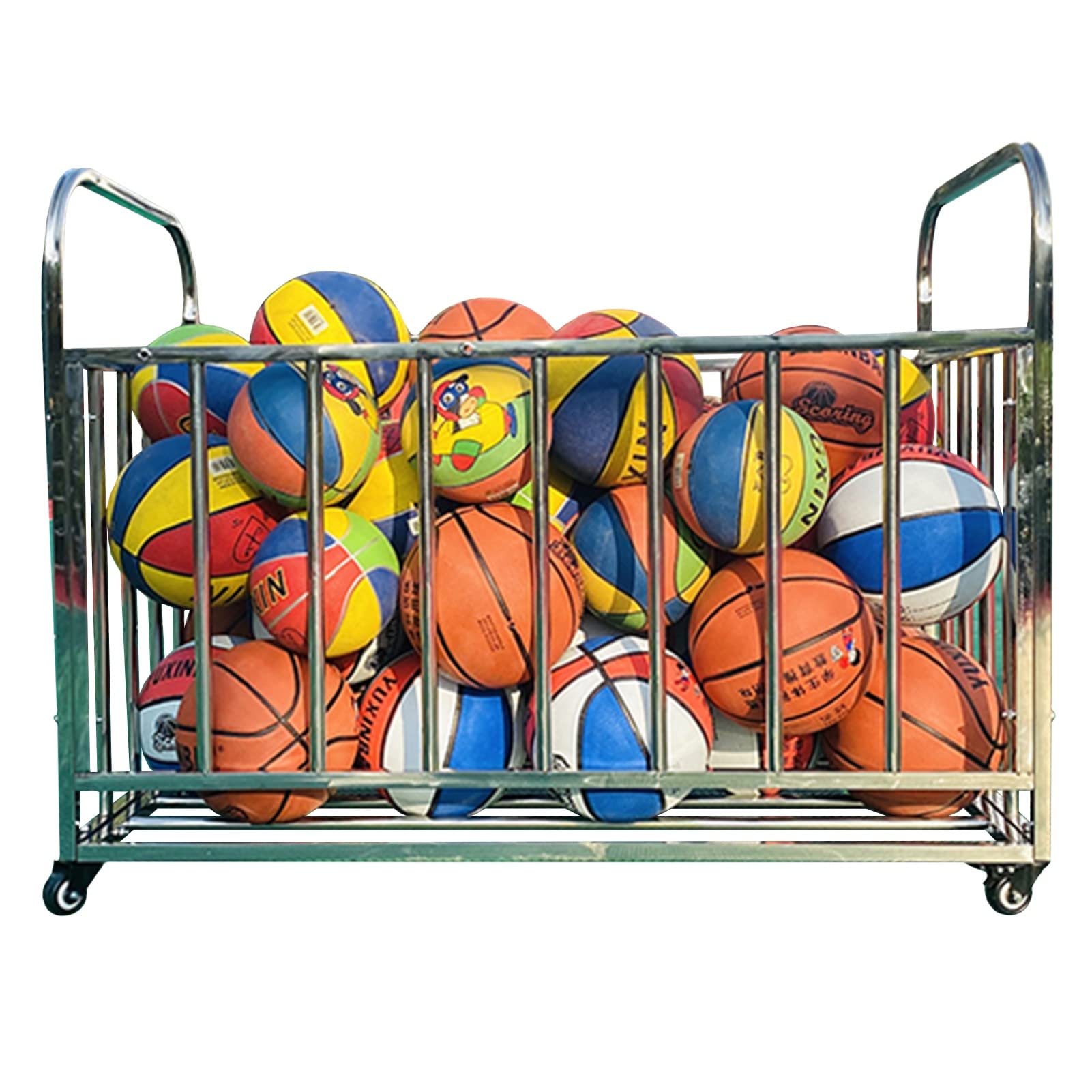 Gabbia per Palle per Impieghi Gravosi con Ruote, Tramoggia di Stoccaggio per Basket Scolastico di Grande capacità, Carrello Organizzatore per Attrezzature Sportive per Baseball da Calcio (Size : 110