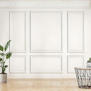 6 Set Pre-Cut Wall Molding Kit, Ready to Assemble Decorative Panels for Accent Wall Design - Installed with Glue, 3 Top 3 Bottom Accent Pieces for Bedroom & Living Room Interior Decor