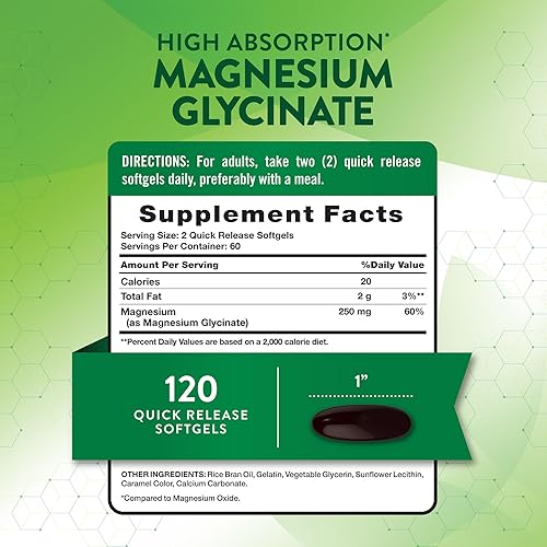 Miniatura 2 de Nature's Truth Glicinato de magnesio 250 mg  120 cápsulas blandas  Alta absorción  Suplemento mineral sin OMG y sin gluten