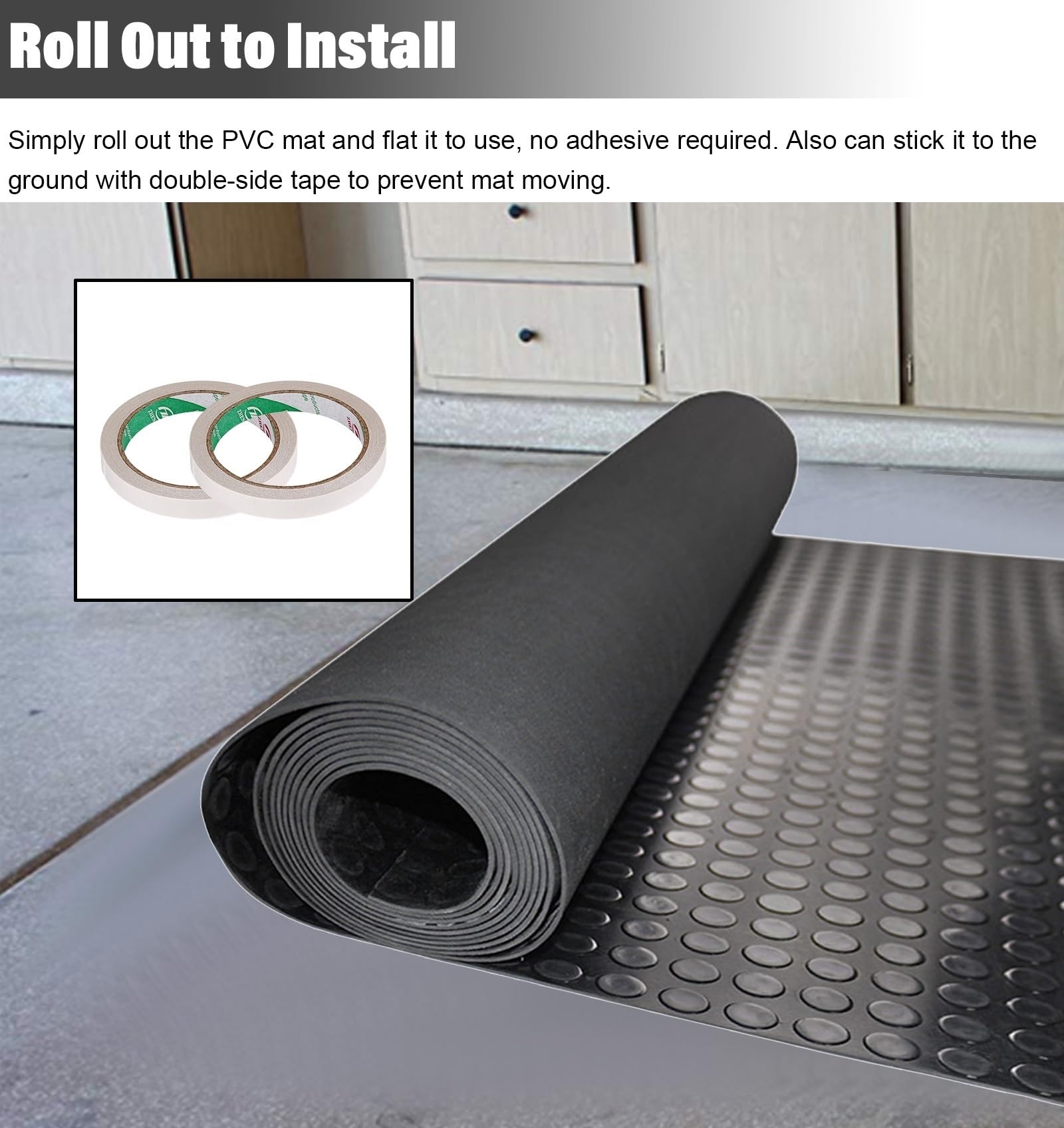 Garage Gummimatte Werkstattboden Große Garagen-Bodenmatte aus Gummi, 3mm dick, schwarz, handelsübliche, robuste Parkmatte für Garagenböden, für Parken von Golfwagen, wasser-/schmutzabweisender Bodenlä