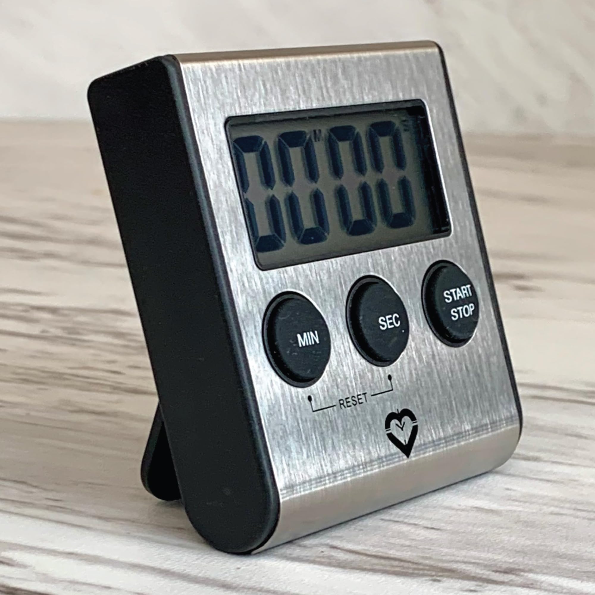Temporizador digital de cocina de acero inoxidable de alta calidad, parte trasera magnética ultra fuerte, soporte de escritorio plegable, configuración de un solo toque sin esfuerzo, alarma extra