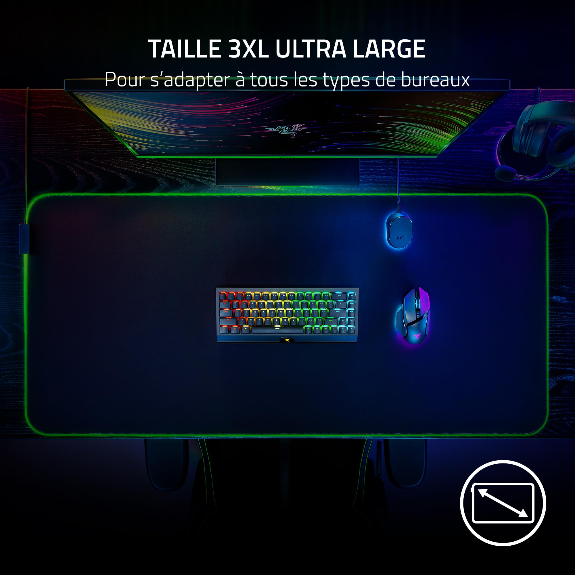 Razer Goliathus Chroma 3XL - Tapis de Souris Gaming Souple (Surface en Tissu microtexturé, Chroma RGB, optimisé pour Tous Les paramètres de sensibilité et Les capteurs) Noir