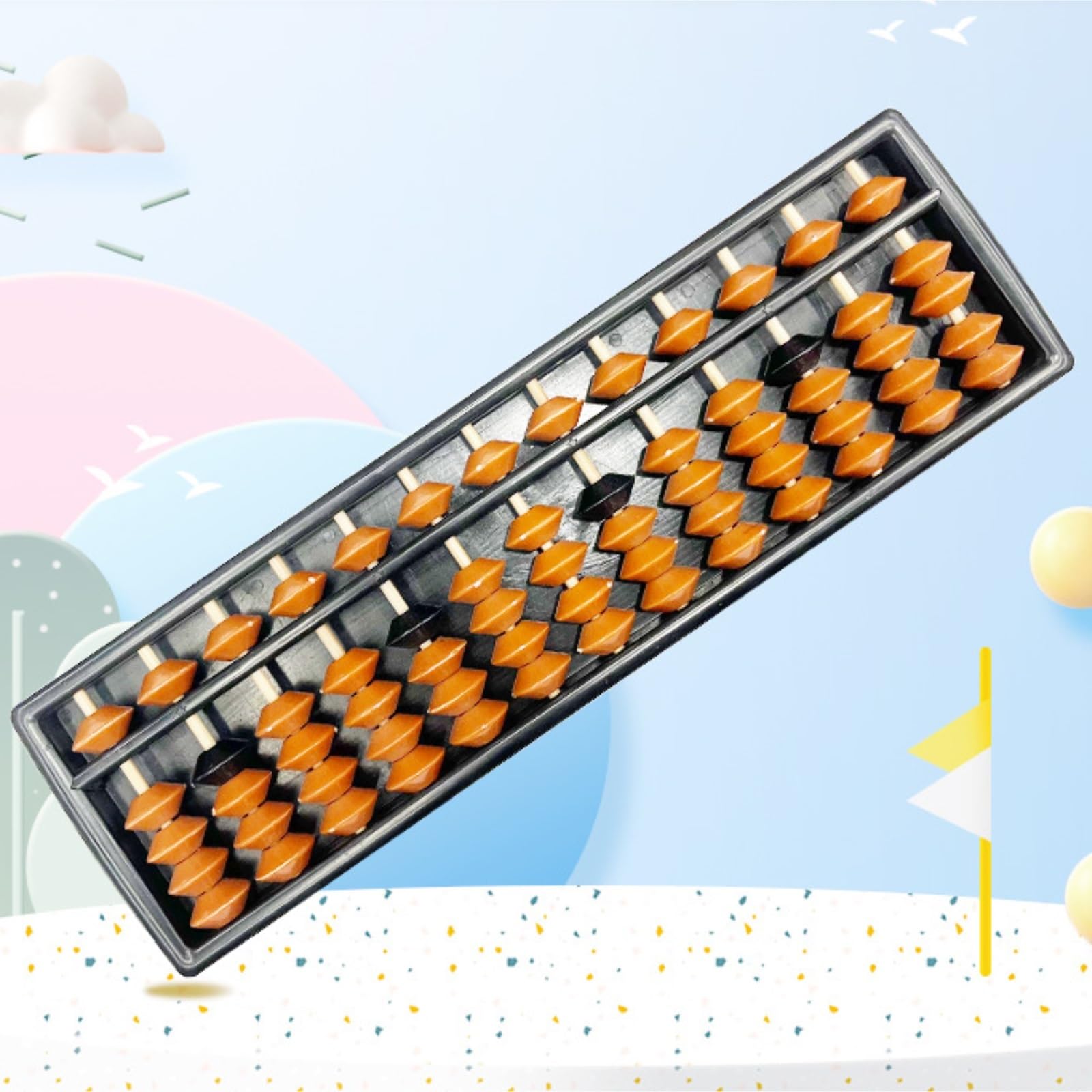 Arithmetisch Abakus Digit Standard Professional Abacus 13 Spalten Soroban Rechner for Pädagogisches Lernwerkzeug Berechnungswerkzeug(Brown)