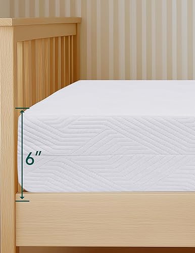 Miniatura 5 de BABELIO Colchón ergonómico para cuna, de doble cara, de espuma viscoelástica, impermeable, de 6 pulgadas de grosor, con funda de cremallera, se