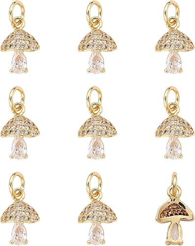 Craftdady 20 colgantes chapados en oro de 18 quilates con circonita cúbica con purpurina micro pavimenta de piedra CZ de 0.433 x 0.295 in para