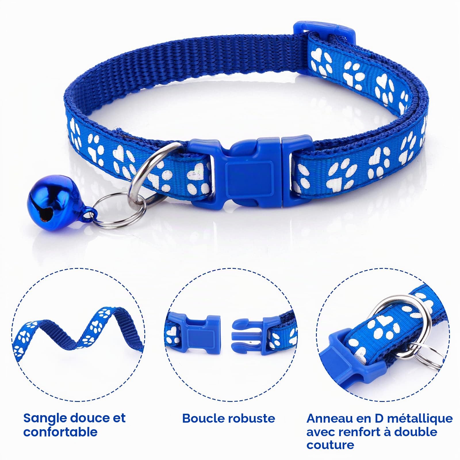 Molain Ensemble Collier et Laisse pour Chiens, Chatons, Chat, Réglable Collier de Voiture Durable et Laisse de Dressage Rapide