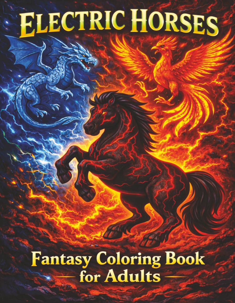 Electric Horses: Coloring Book for Andults. Fantasy (Magical Horses Coloring Book Series)