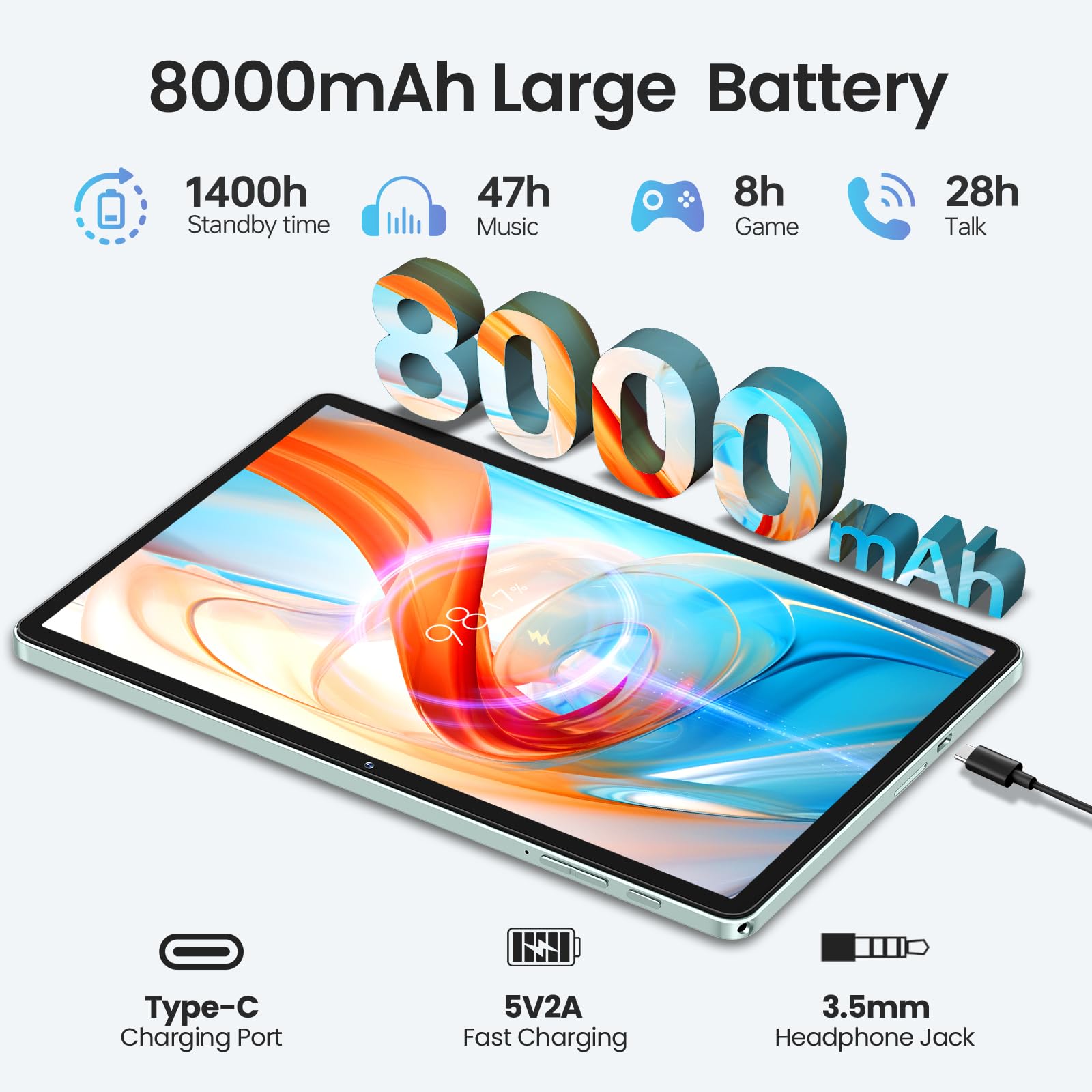 OUKITEL OT12 Tablet 11 Pollici, 16GB+256GB Tablet Android 14, 4G LTE +5G WiFi Tablet con Sim, 8000mAh Tablet Gaming, 13+5MP Tablet con Penna, Tablet 4G, OTG,GPS/OTG/Widevine L1-Tablet 2024, Grigio