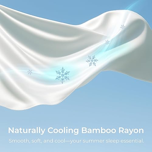 Miniatura 7 de GOKOTTA Sábanas de bambú de lujo con correas elásticas en las esquinas, bolsillo extra profundo de 24 pulgadas, enfriamiento para personas que