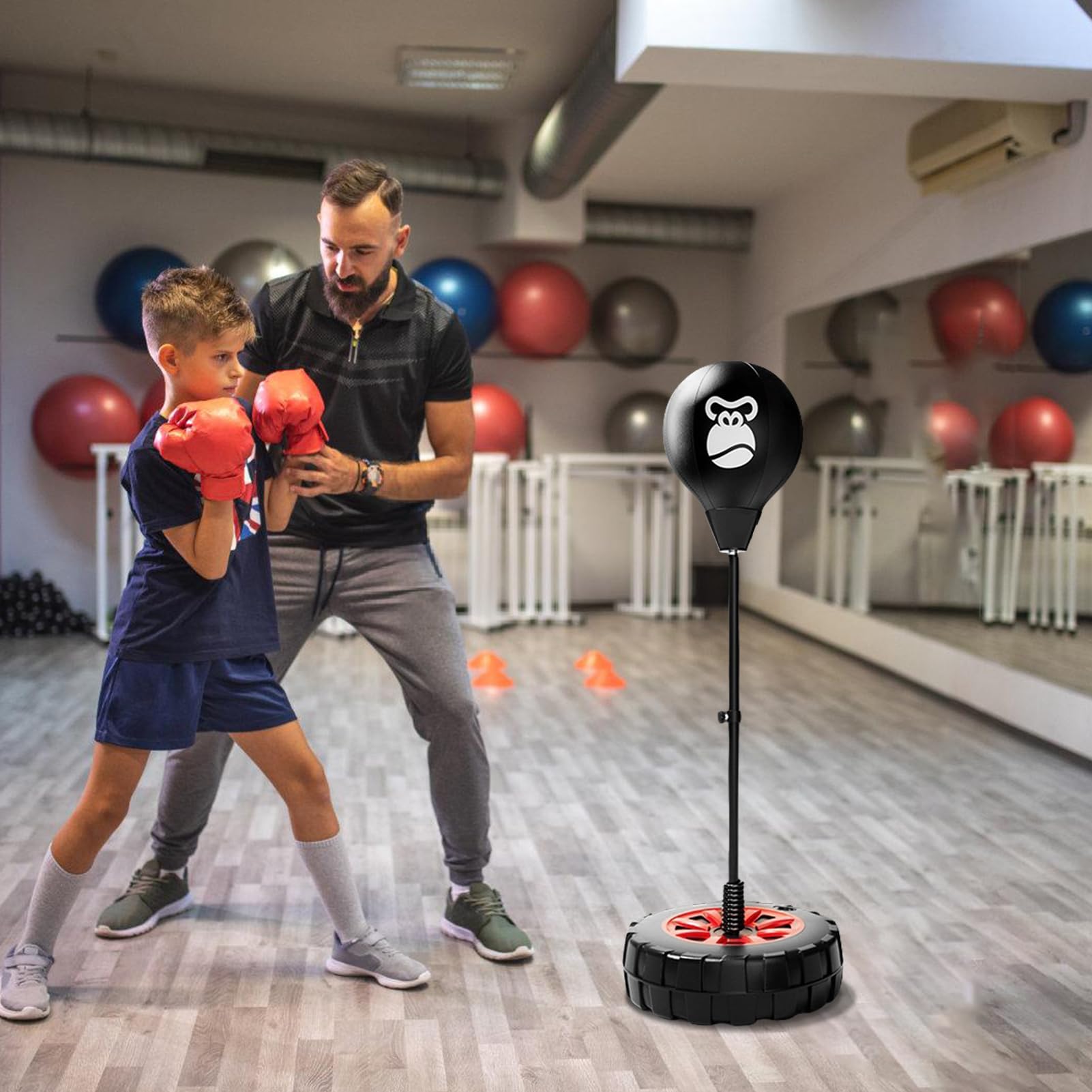 Stojący worek bokserski, worek odblaskowy, domowy worek bokserski dla nastolatków | regulacja wysokości za pomocą rękawic bokserskich, speedbag do treningu, wyposażenie bokserskie