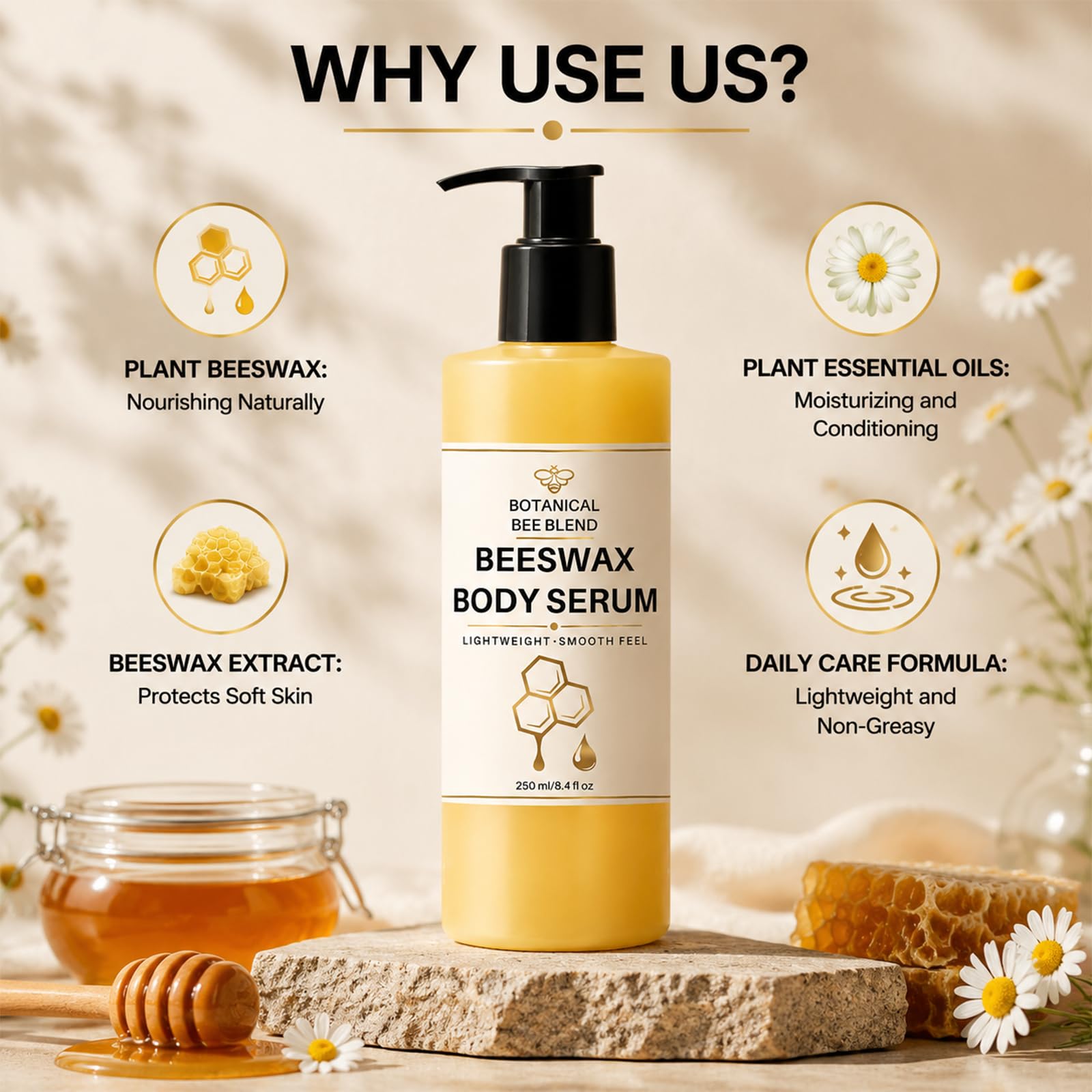 Beeswax Body Serum with Avocado Oil, Shea Butter & Sweet Vanilla, 8 fl oz