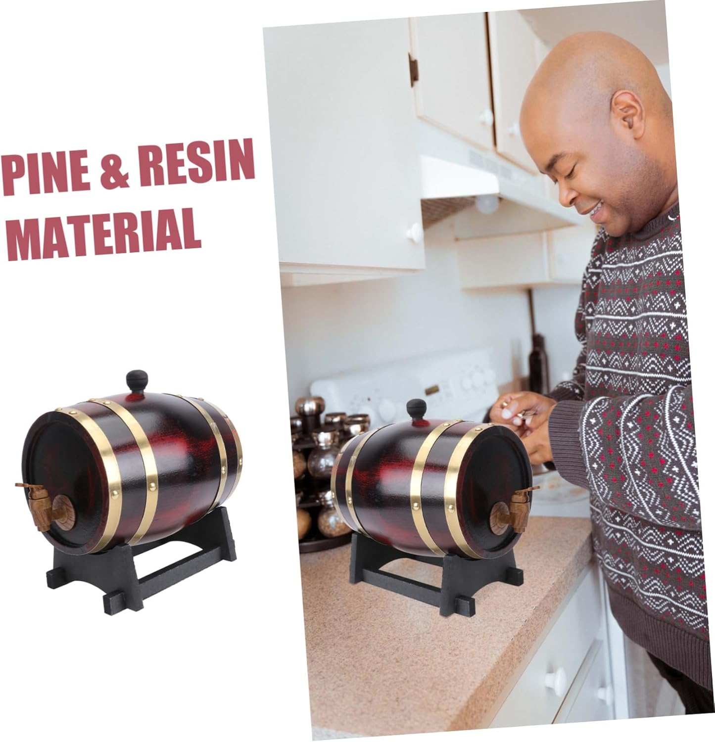 Wooden Wine Barrel 3L Set Oak Wine Barrel Dispenser Lid for Beer Storage for Home Bar and Event Decorations