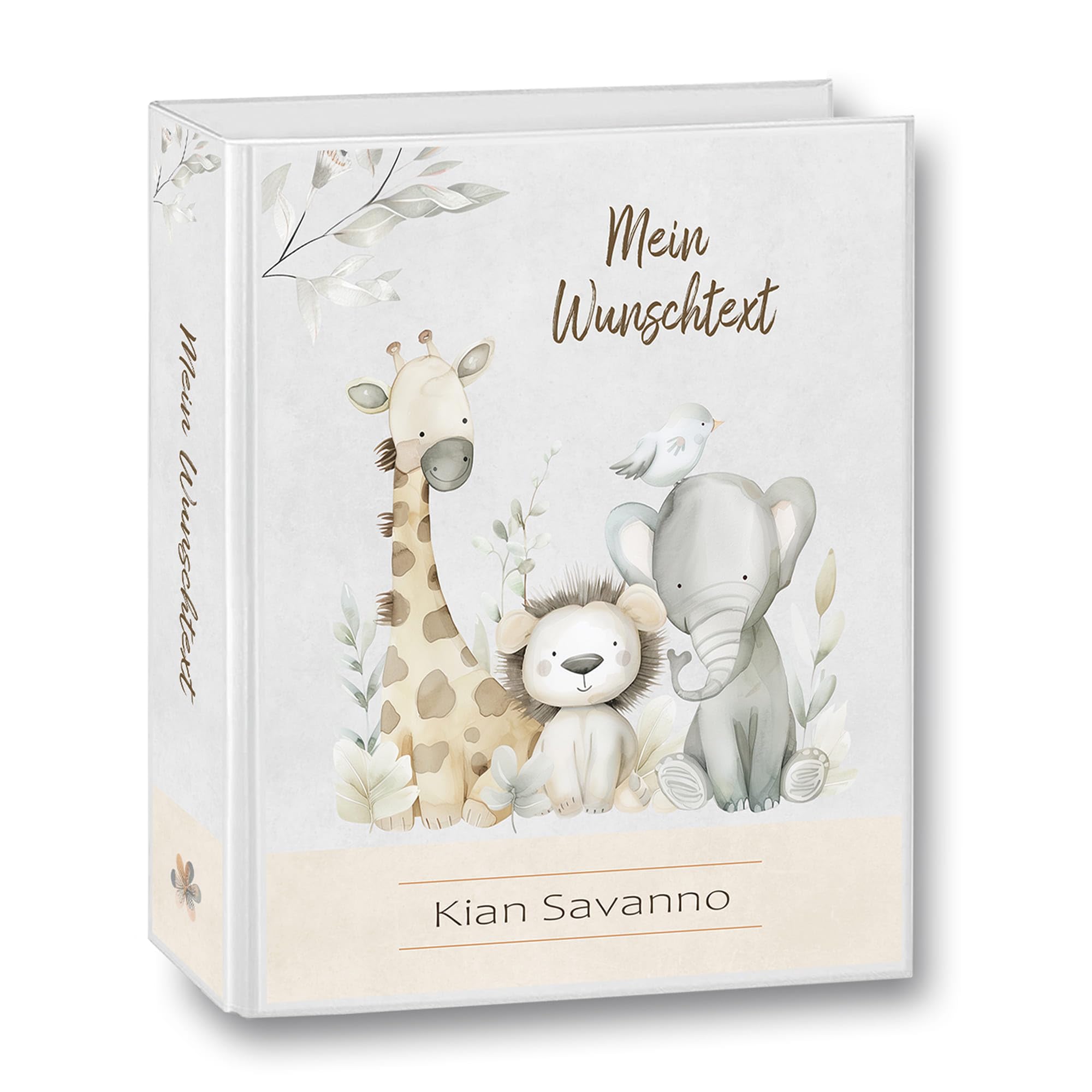 Kindergarten Ordner personalisiert Namen Wunschtext Savanna Family Giraffe Löwe Elefant Safari - Meine Kindergartenzeit Kindergartenordner A4 Portfolioordner Sammelordner Junge Mädchen