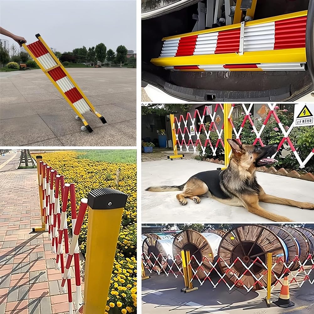 Rozszerzalna metalowa barykada z kółkami, regulowana bariera bezpieczeństwa dla elastycznej kontroli ruchu i ostrzeżenia o budowie