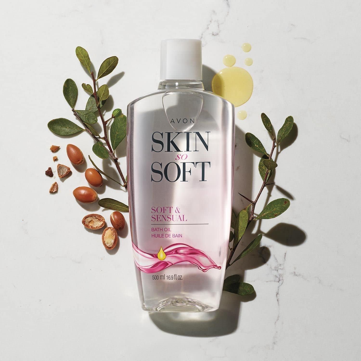 Avon Skin So Soft Soft & Sensual Bath Oil 16.9 fl oz Moisturizing Argan Body Oil for Hydrated, Glowing Skin - Image 2