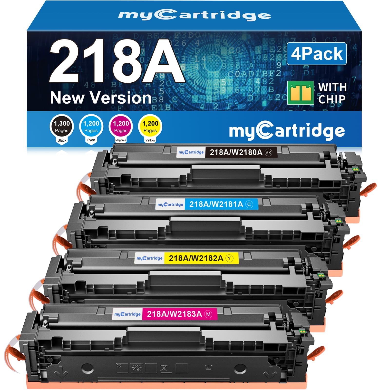 218A Toner Cartridges 4 Pack (with Chip) Compatible Replacement for HP 218A 218X for Color LaserJet Pro 3201dw MFP 3301fdw 3301cdw 3301sdw Printer Ink