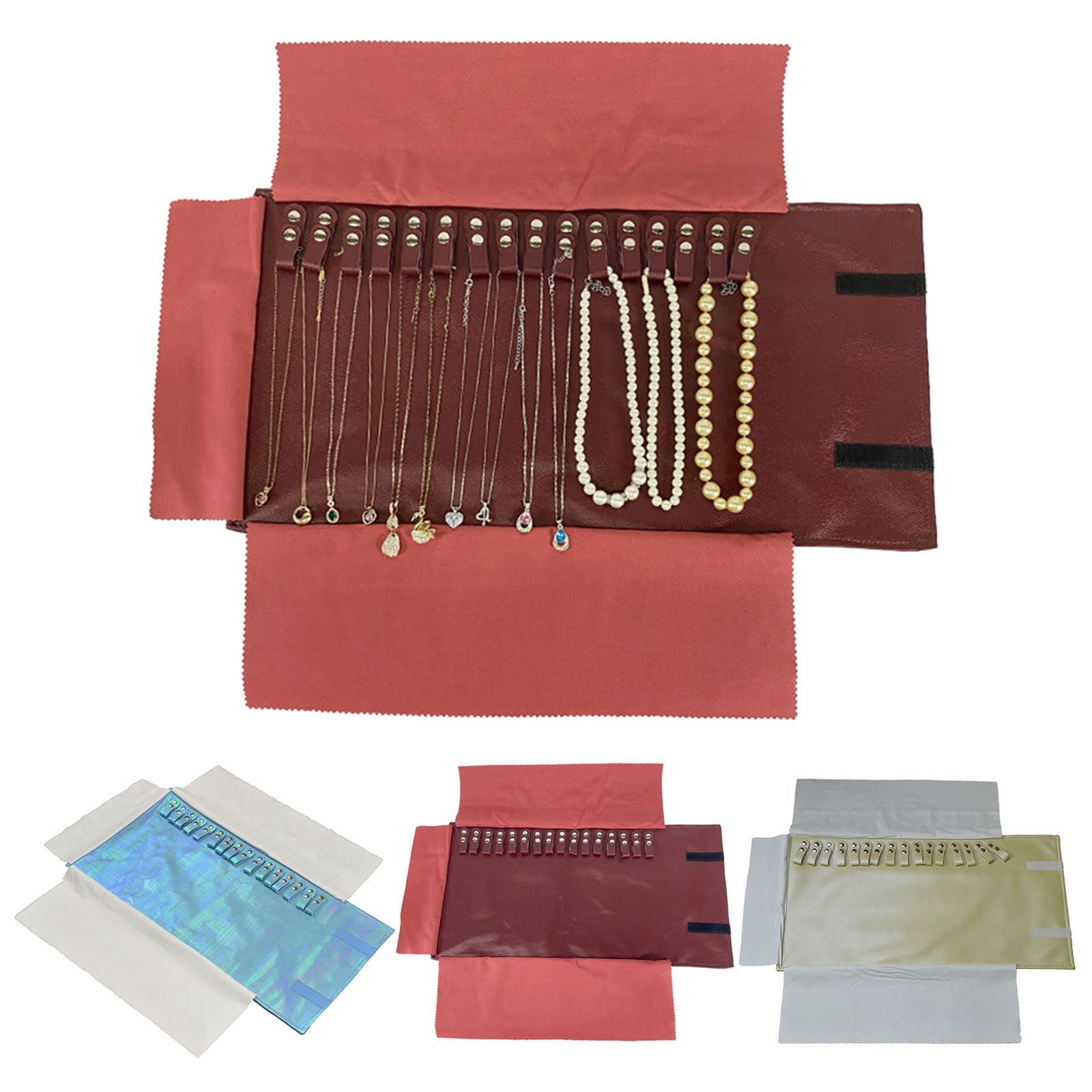 PTILSERY Compact Jewelry Organizer Bag Travel Jewelry Bag Organizer Portable Journey Adornment Storage Roll Pouch Storage Bags