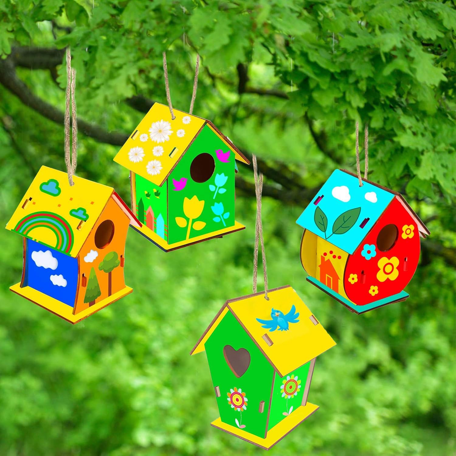 Seamart Vogelhuis, bouwpakket voor kinderen, doe-het-zelf set, 4 stuks