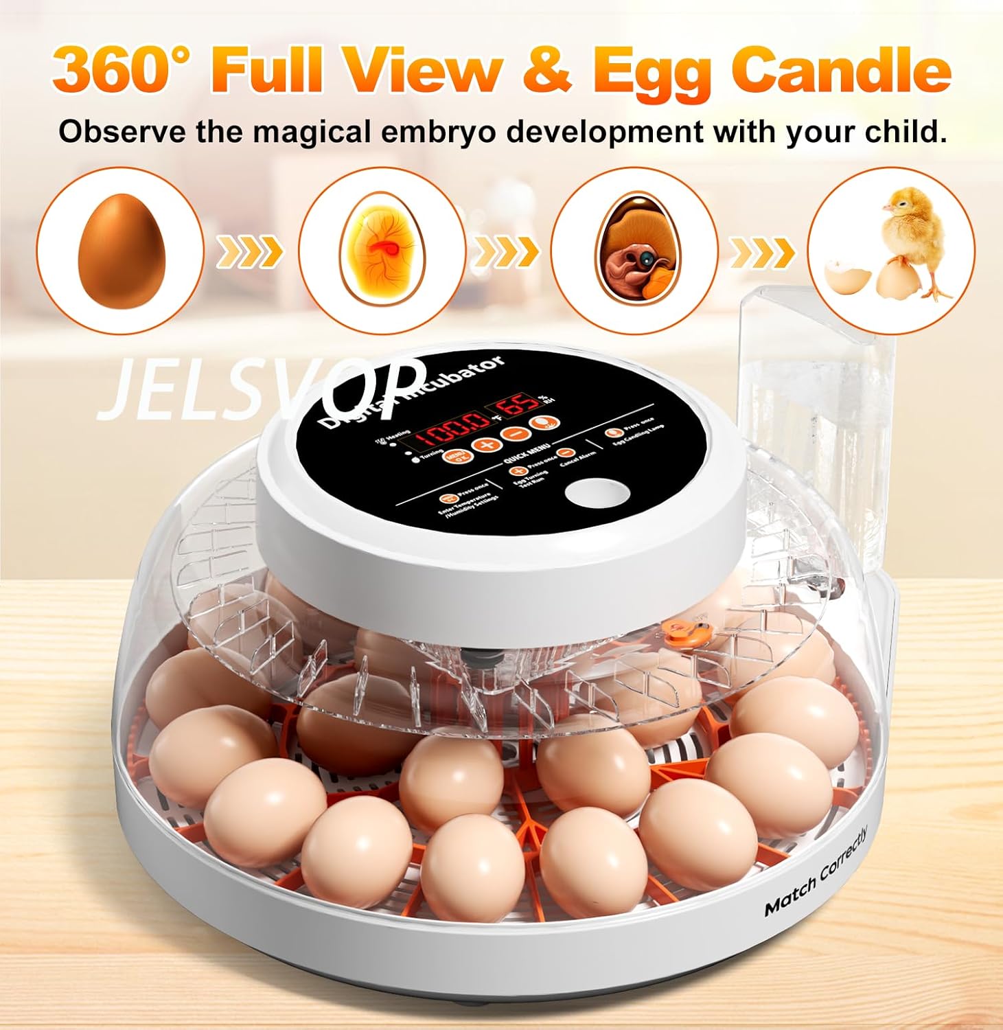 Upgraded Egg Incubators for Hatching Eggs, 22 Egg Incubator with Automatic Egg Turning, Temperature Control & Humidity Display, LED Candler, Incubator for Chicken, Duck, Quail Eggs