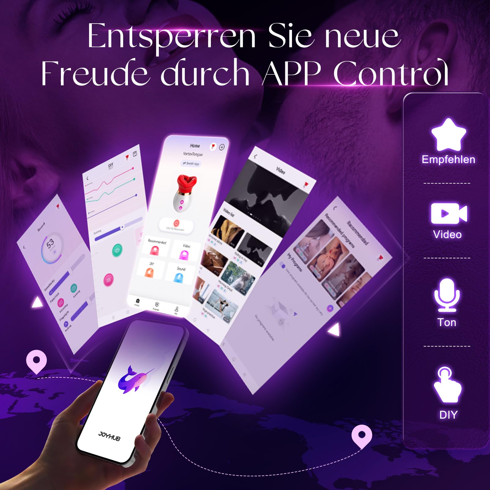 Vibratoreper Donna Clotoride mit APP, Succhia Clotoride per donna Vibratore, Sexytoysys donna Vibratori Stimolatore Femminile Rotazione a 360 gradi con modalità 3x10 Vibratore Donna Sex Toys