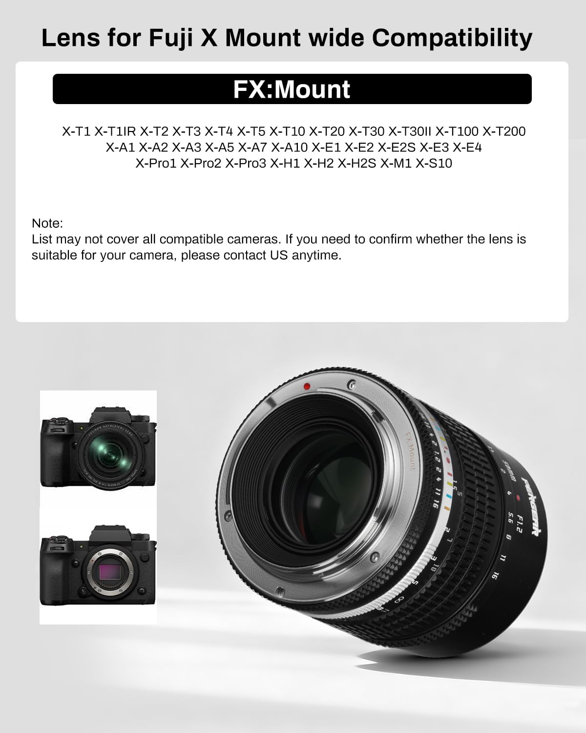 Pergear 50 mm F1.2 APS-C obiettivo a messa a fuoco manuale per fotocamera Fuji X Mount, Luminous Edition F1.2, ampia apertura focale equivalente 75 mm, sistema di apertura DeClick, design compatto