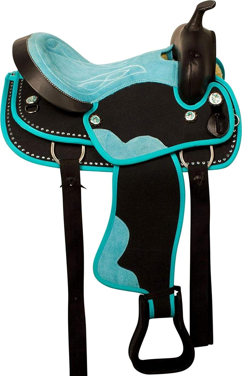 Western Barrel Racing Handmade Synthetic Cordura Horse Saddle Lightweight Trail Tack Equestrian Get Matching Headstall, Breastplate & REINS, Size: 10-18 inches Seat, DD26