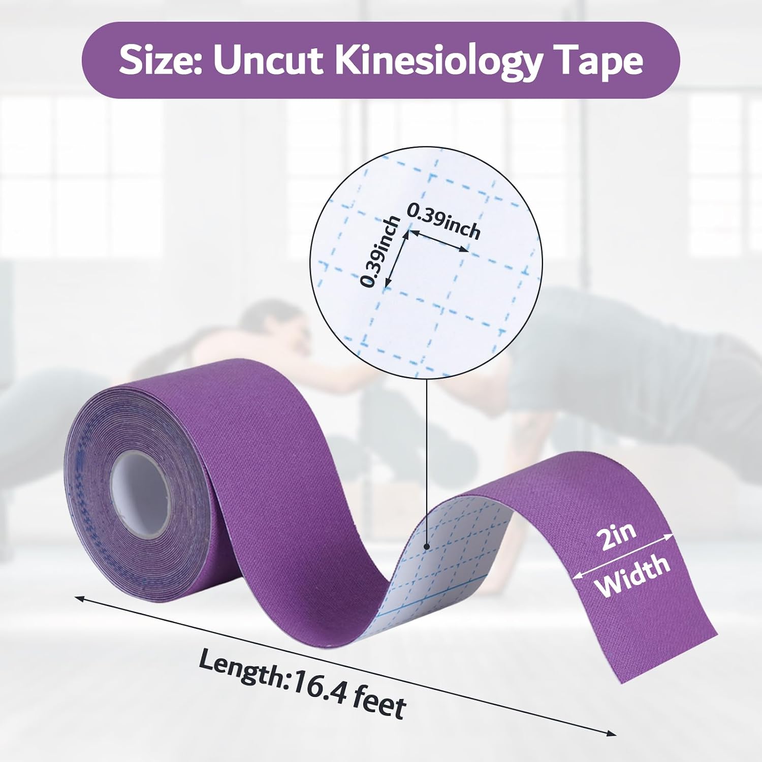 Kinesiology Tape 3 Rolls 16.4 ft Uncut Knee Tap, Sports Tape, Athletic Tape, Muscle Tape for Muscle & Joint Support, Sports Recovery & Support, Muscle Tape (Light Purple)