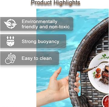Round Pool Tray, Pool Floats for Adults, Spas, Pool Parties - Floating Tray for Pool Serving Drinks, Floating Brunch, Food on The Water,Almondcolor-23.6*H7.8in