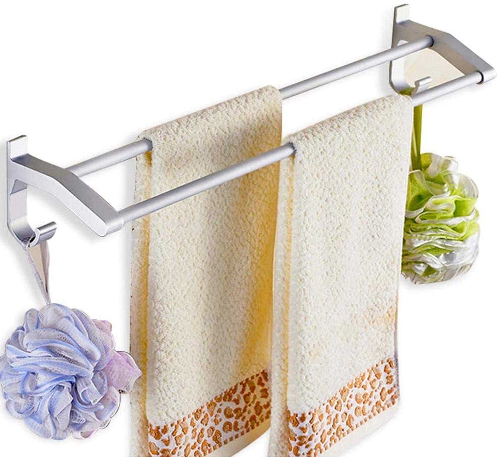 Porte-serviettes sans perçage en aluminium noir 70cm pour salle de bain