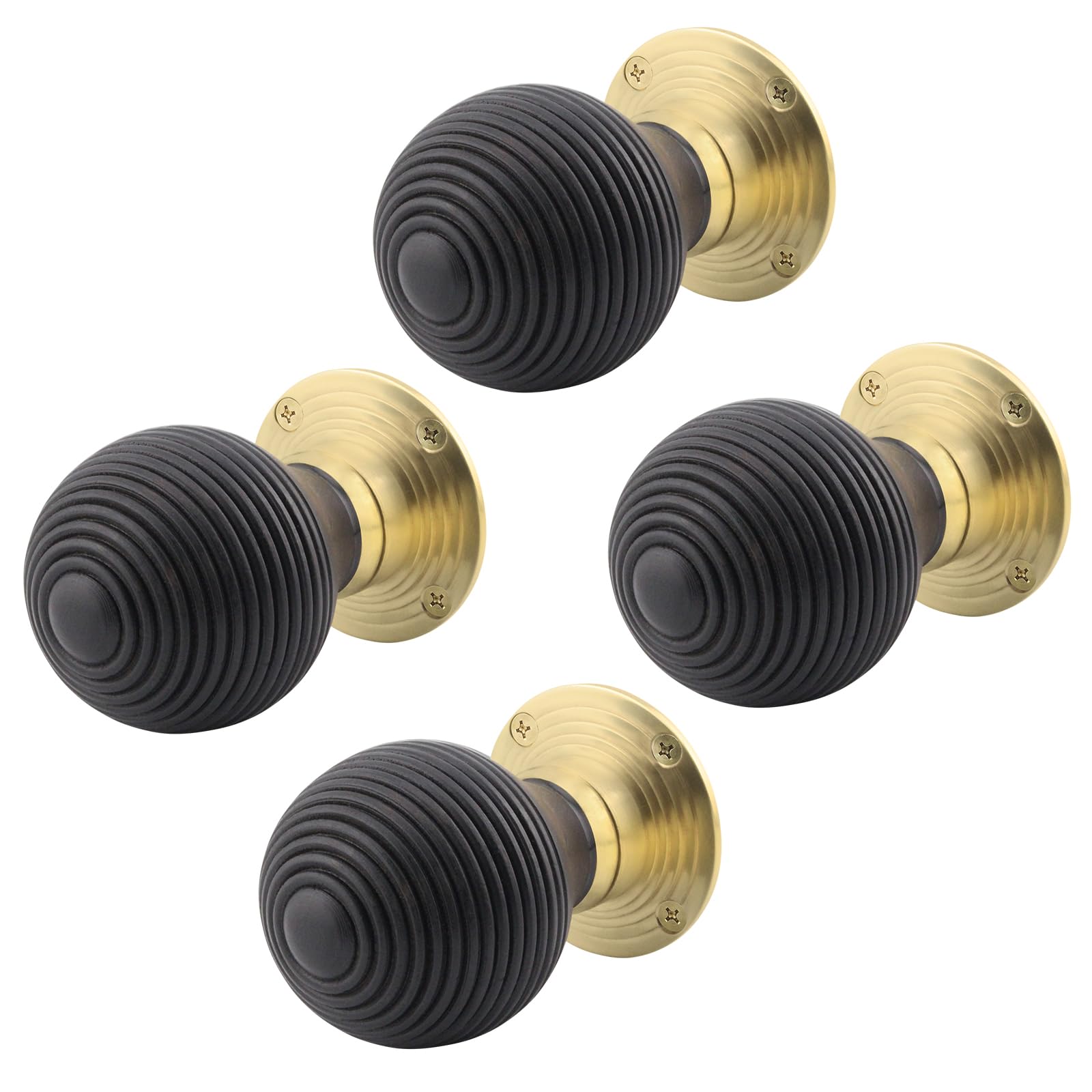 EAI Ebony Wood Door Knobs | 2 Pairs of Mortice Knobs (55mm) for Internal Doors