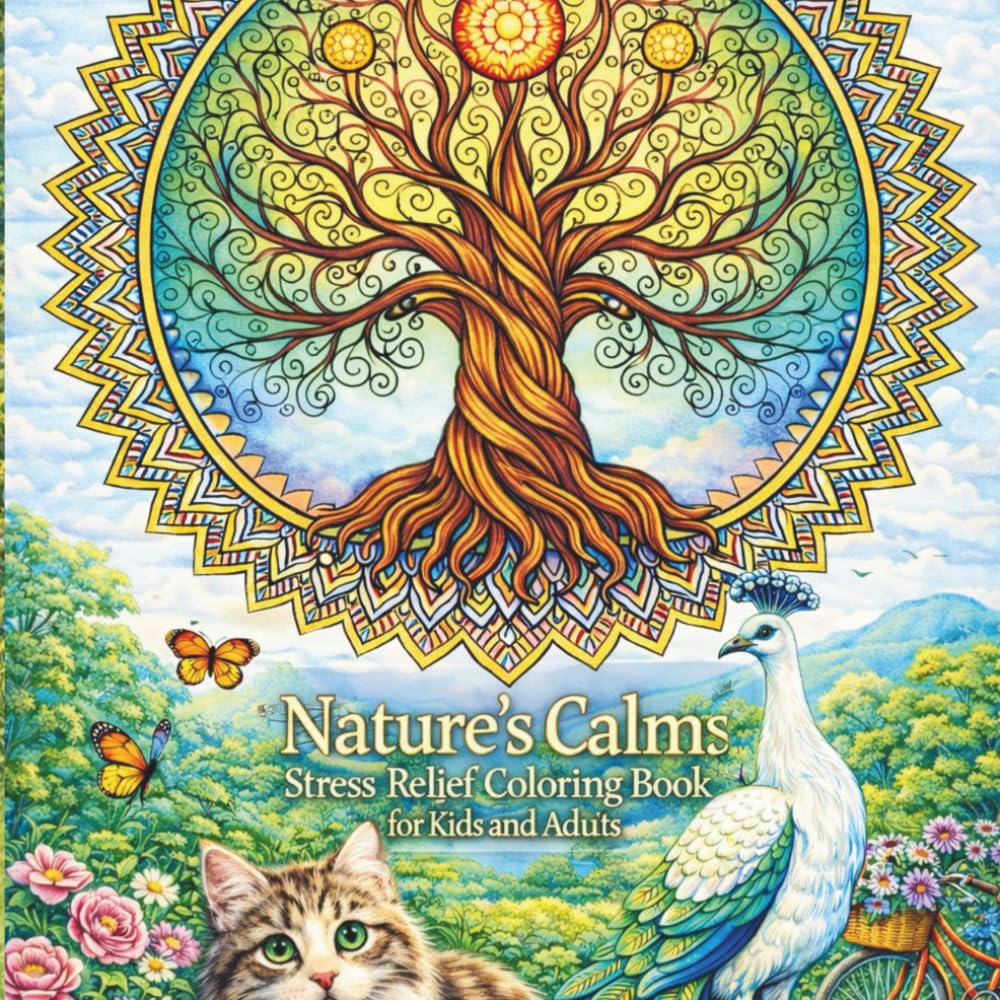 Stress Relief Coloring Book: Relaxing Nature, Animals and Mandalas for Calm and Mindfulness