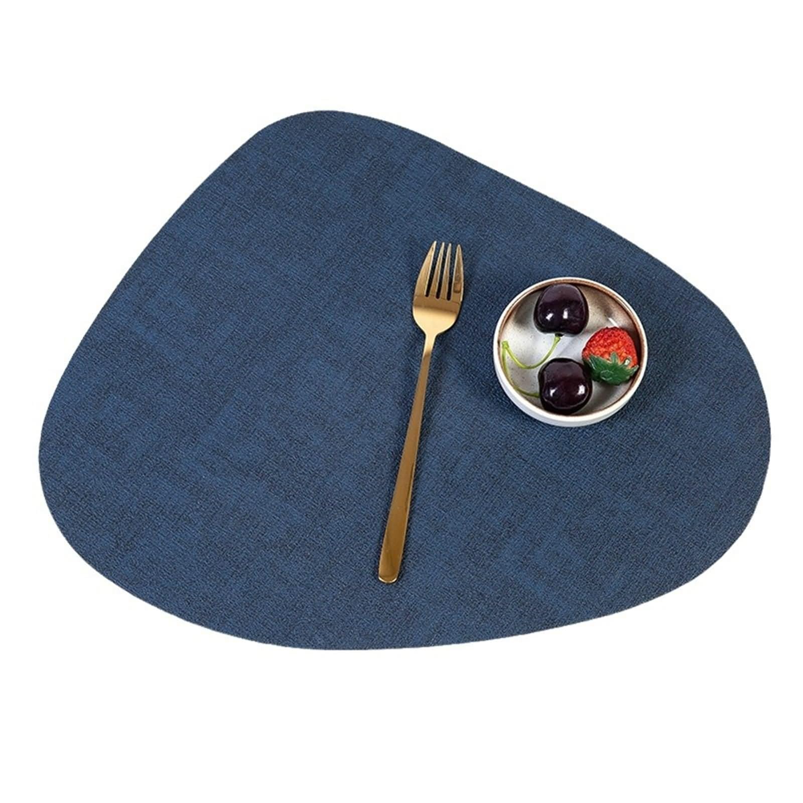 Lot de 6 Placemats for Dining Table 42.5x34cm, sous Assiette Noel Secteur de Couleur Unie Cuir Bleu Foncé