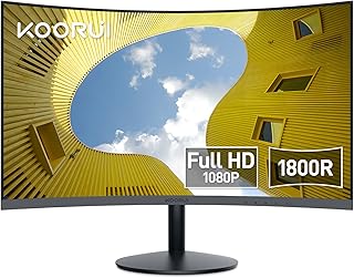 KOORUI Monitor Curvo - 23,6 Pulgadas Full HD (1920 x 1080 a 60 Hz, VA, 5 ms, Curvatura 1800R, HDMI, VGA, Antirreflejo, Eye Ease, Inclinación Ajustables, Monitor Gaming) Negro, 24N5C